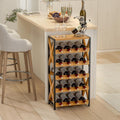 20 Bottle Wine Rack Freestanding Floor with Wood Top - Stable 5 Tier