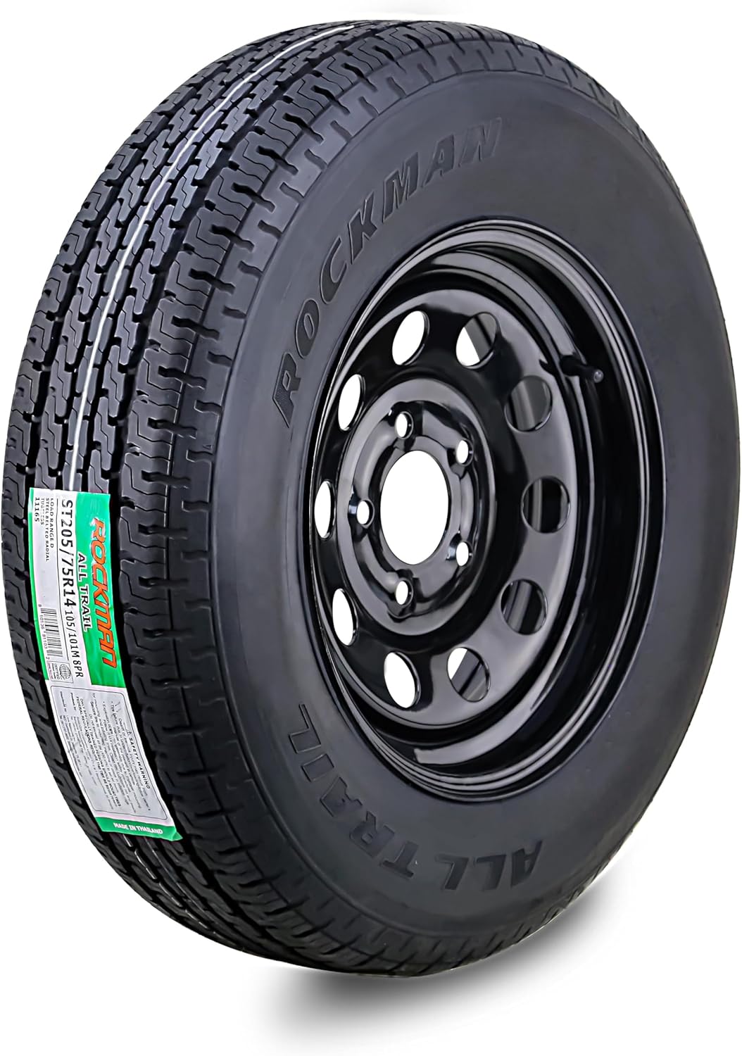 ROCKMAN Trailer Tire Wheel Assembly ST205/75R14 for Safety