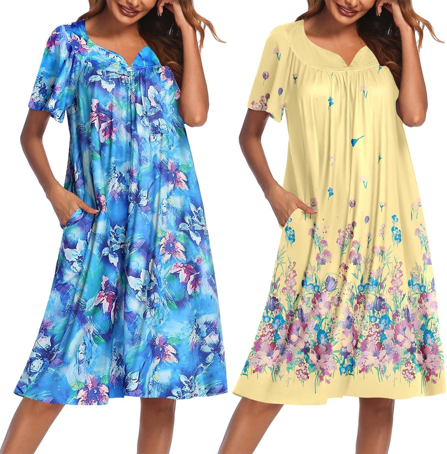 Ekouaer House Dresses for Women with Pockets - Floral Mumu