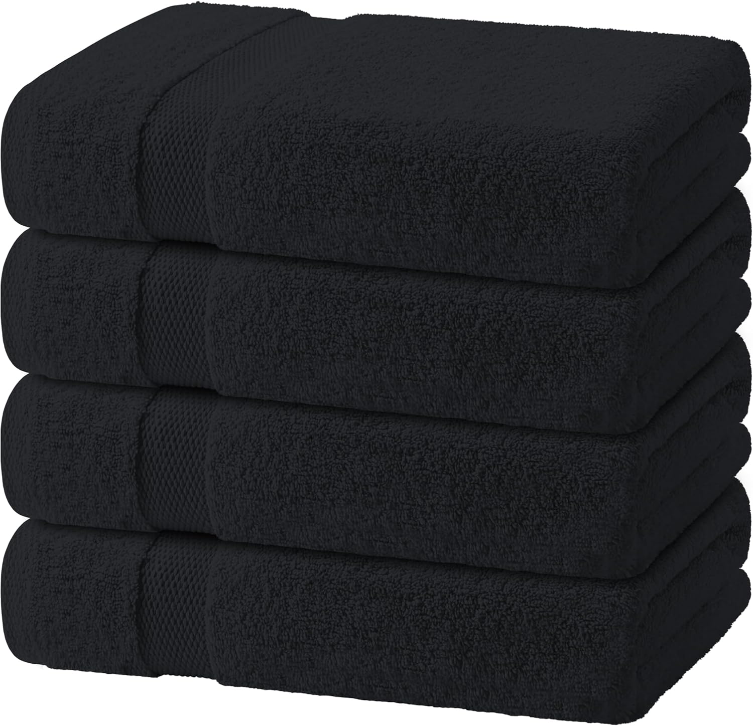 White Classic Black Bath Towels Set for Home and Spa Use
