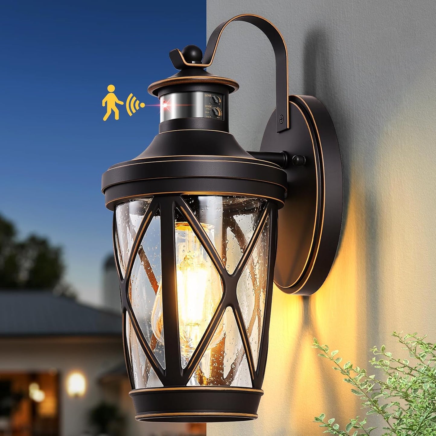 VIANIS Motion Sensor Outdoor Porch Lights with Adjustable Sensing