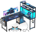 Casaottima Gaming Desk with Power Outlets & LED Lights - Reversible 53