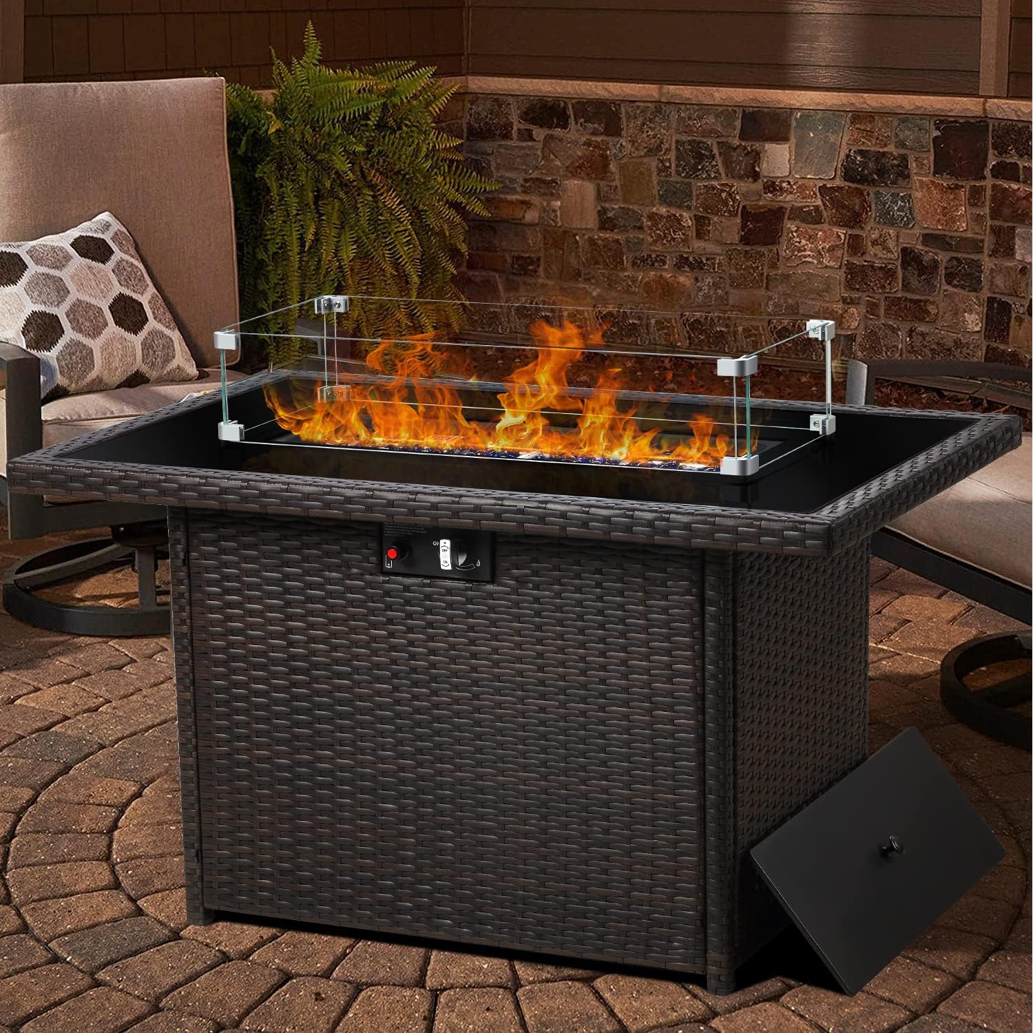 LayinSun 44in Propane Gas Fire Pit Table for Outdoor Comfort