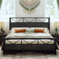 LIKIMIO King Bed Frame Tall Industrial Headboard - Stable, Noise Free