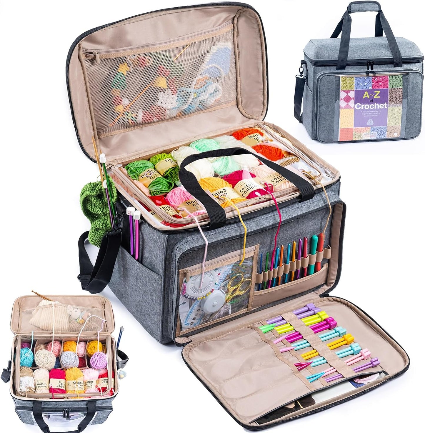 Large Yarn Storage Bag for Crocheting and Knitting Projects