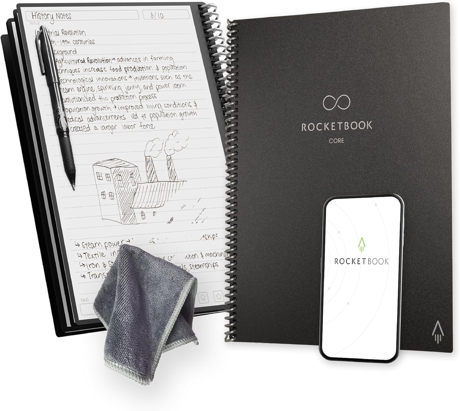 Rocketbook Reusable Smart Notebook - Erasable & App Connected