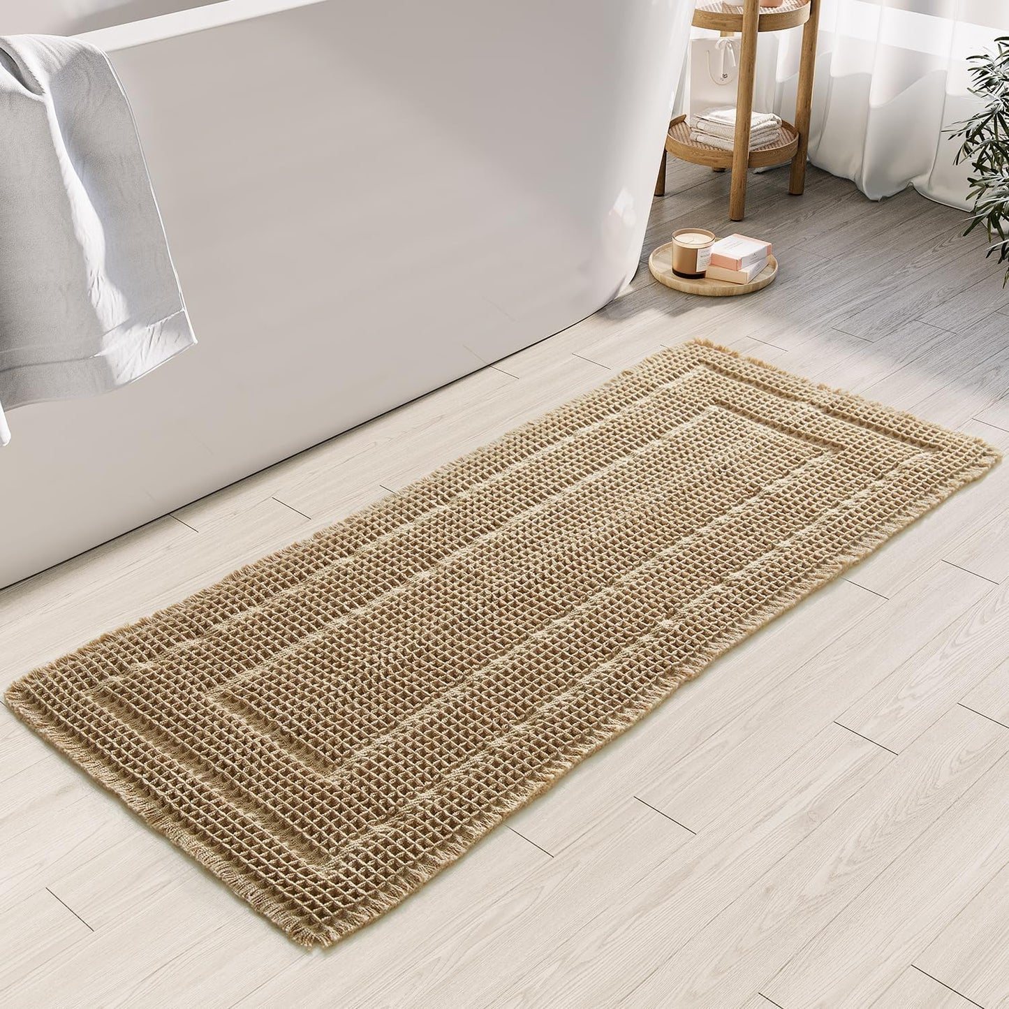 Non Slip Waffle Luxury Bath Mat for Bathroom - Soft and Durable