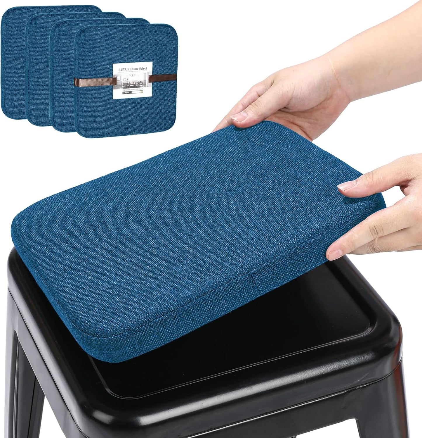 BUYUE Natural Linen Magnetic Bar Stool Cushions for Comfort