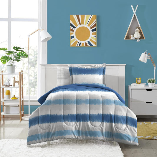 Dream Factory Kids 5-Piece Bed Set in Blue Tie Dye Stripe