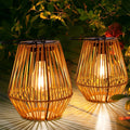 Solar Lantern 2 Pack Wicker Outdoor Solar Lanterns - Boho Waterproof