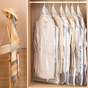 CLEVHOM Hanging Vacuum Storage Bags for Clothes and Coats