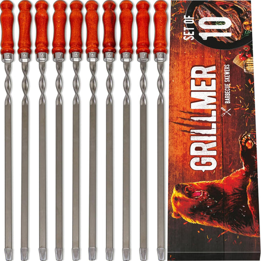 Premium BBQ Skewers for Grilling - 23.6 Inch Stainless Steel Set