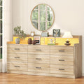 9 Drawer Dresser with Built-in Power Outlet - Mid Century Modern