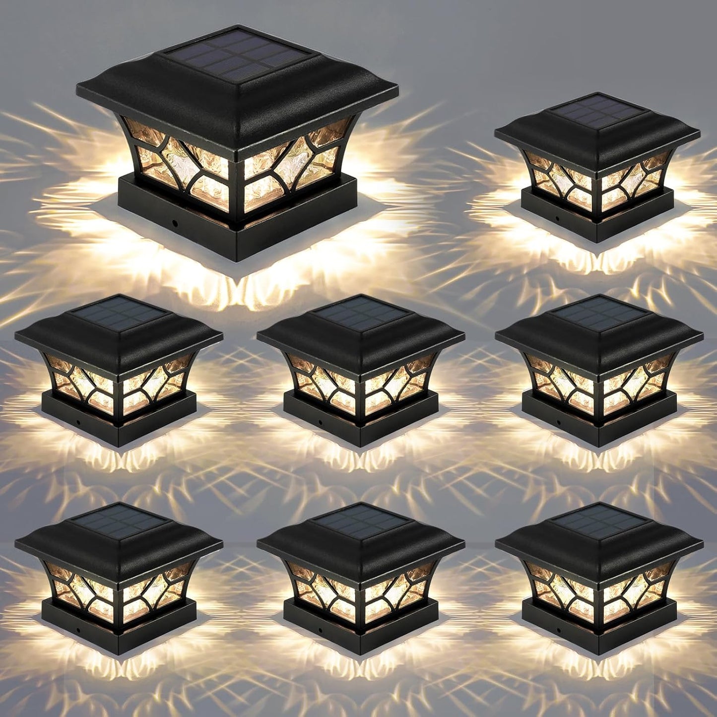 APONUO Solar Post Cap Lights - Versatile 2-Mode Outdoor Lighting