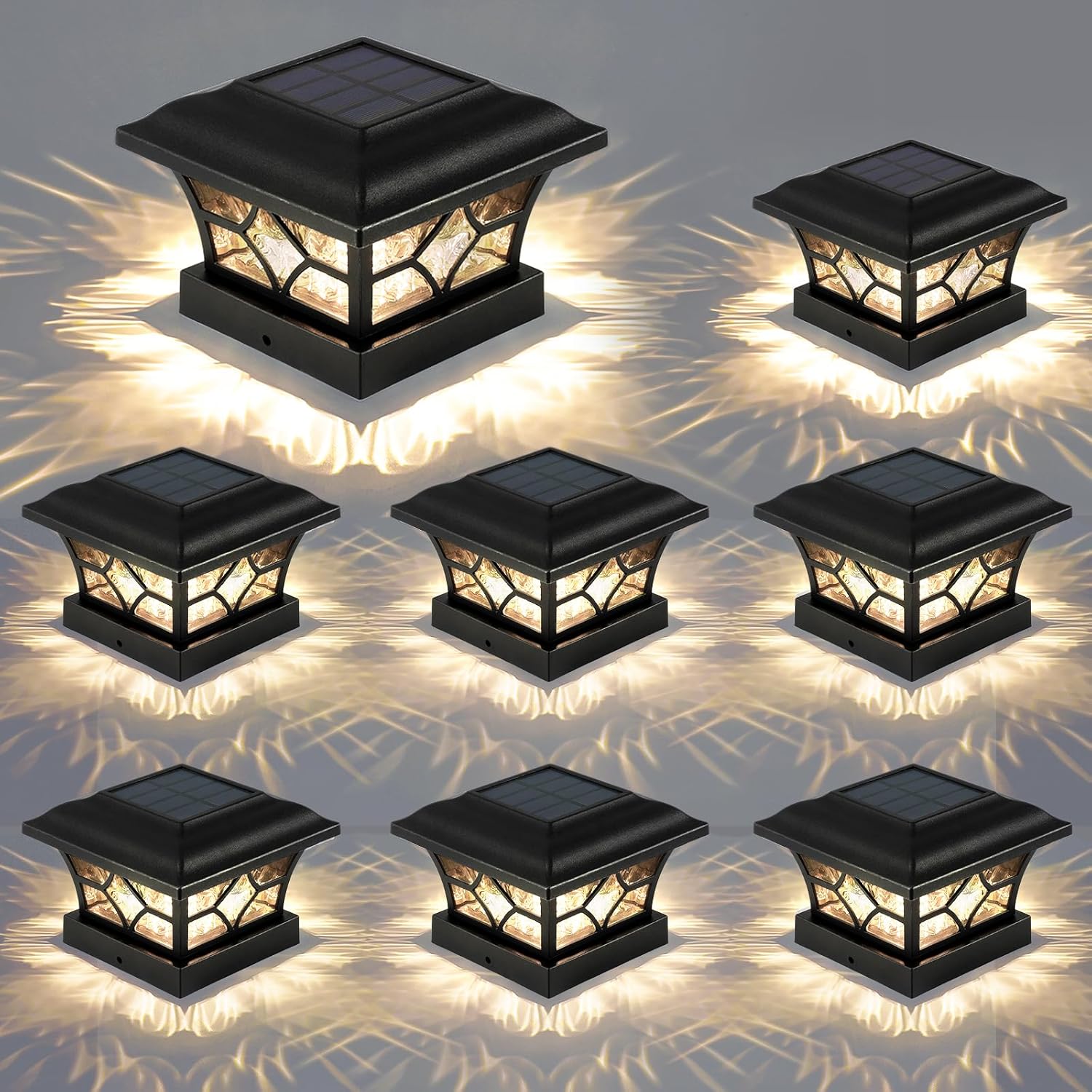 APONUO Solar Post Cap Lights - Versatile 2-Mode Outdoor Lighting