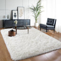Thick Area Rug 5x7 Cream White Fluffy Shag for Cozy Spaces