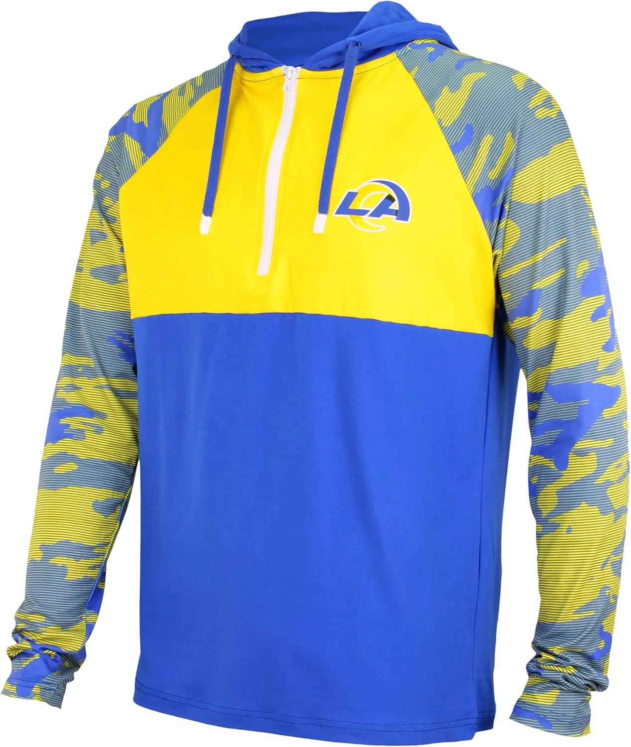 Zubaz NFL Men's Team Color Block Lightweight 1/4 Zip Hoodie