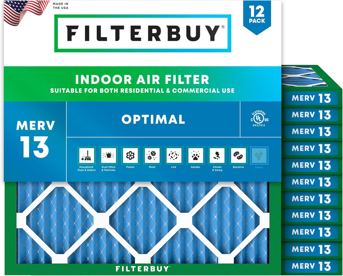 Filterbuy 22x22x1 Air Filter MERV 13 for Health Defense