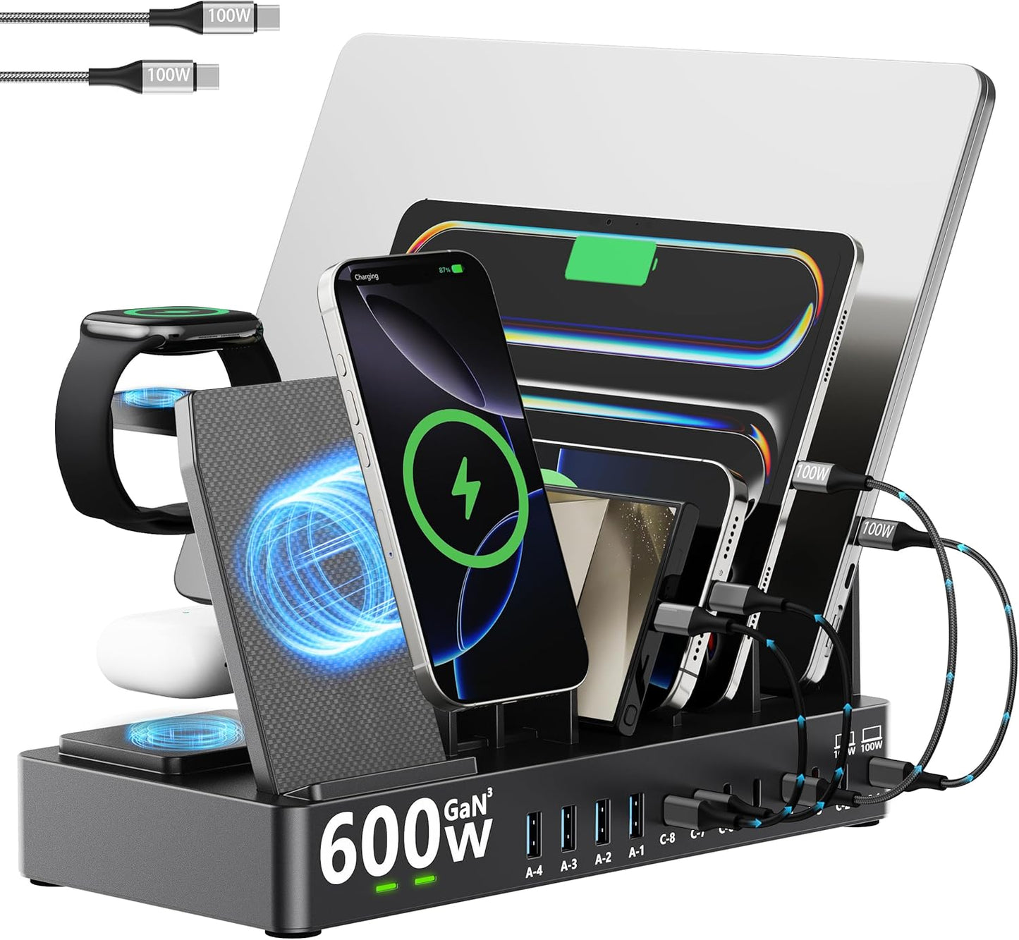 600W Charging Station for Multiple Devices - 15 in 1 Wireless Charger