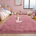 Large Shag Rug 6 x 9 Blush Pink - Soft Fluffy Area Rug for Living Room