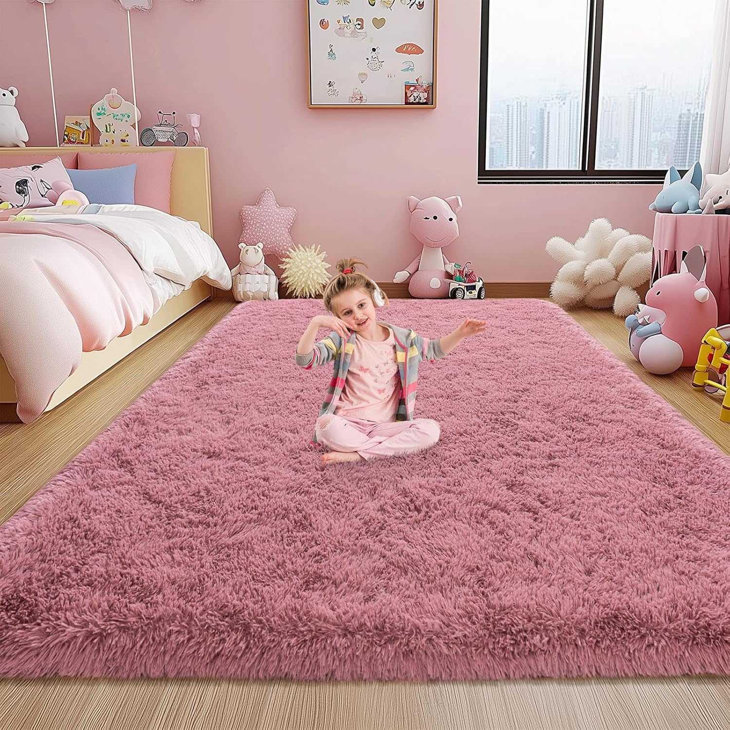 Large Shag Rug 6 x 9 for Living Room, Soft Plush Carpet