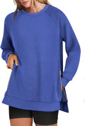 Women's Oversized Crewneck Sweatshirt Tunic - Side Zipper Style