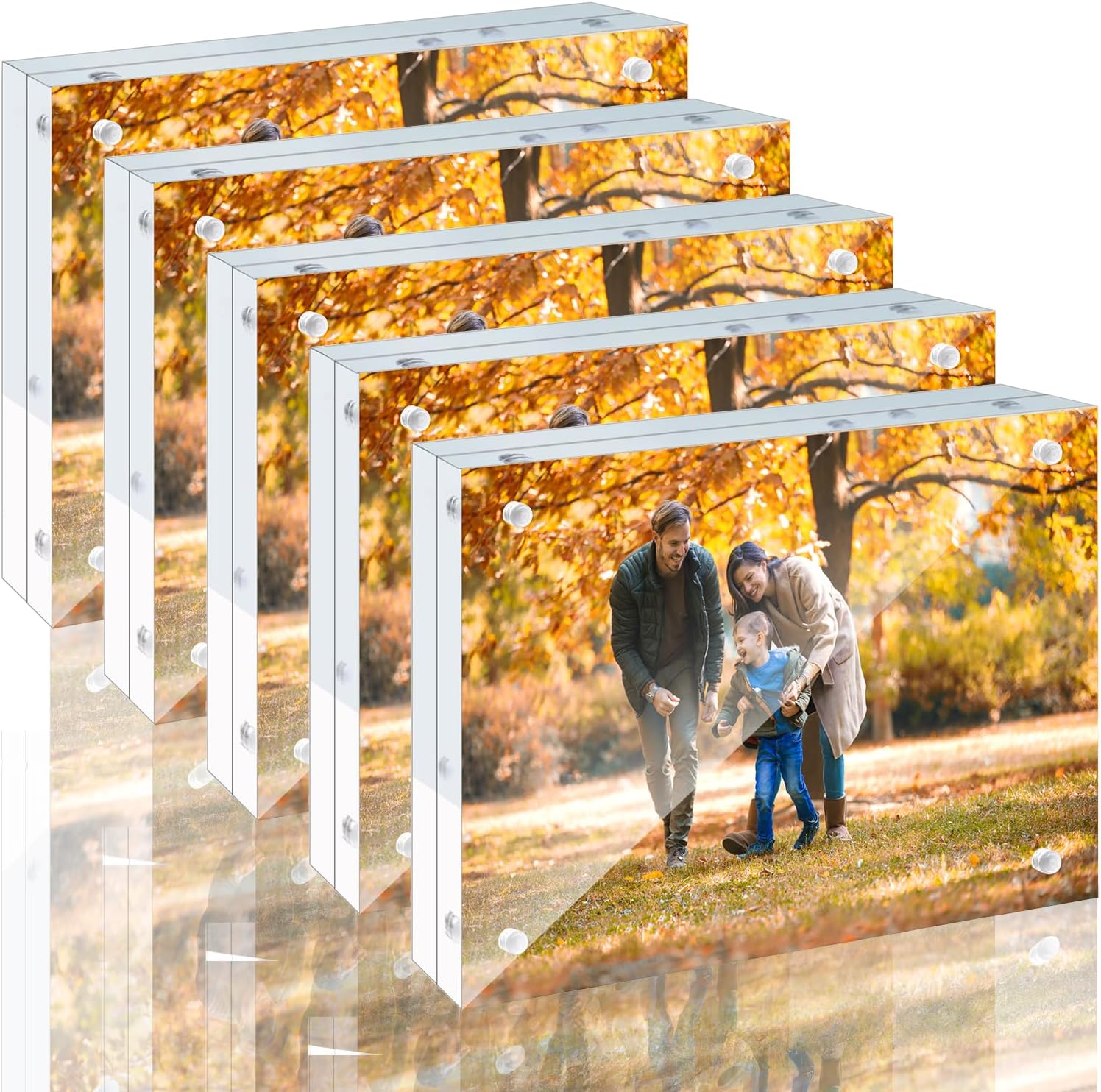 5 Pack 4x6 Acrylic Picture Frames - Modern Double Sided Display
