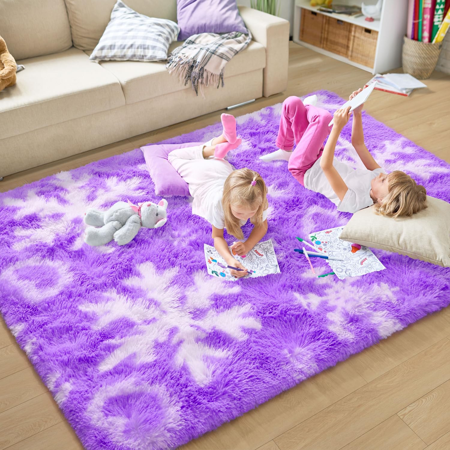EVOIONOS Purple Princess Rugs for Living Room, 4x6 Feet Soft