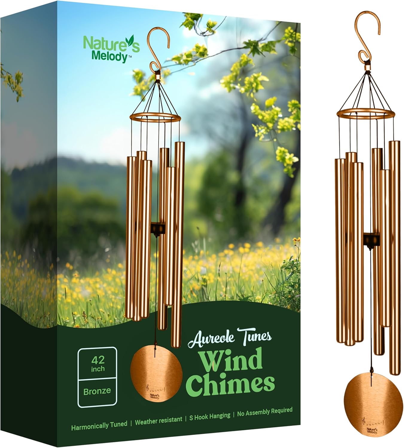 Aureole Tunes Wind Chimes for Outdoor Zen Gardens and Patios