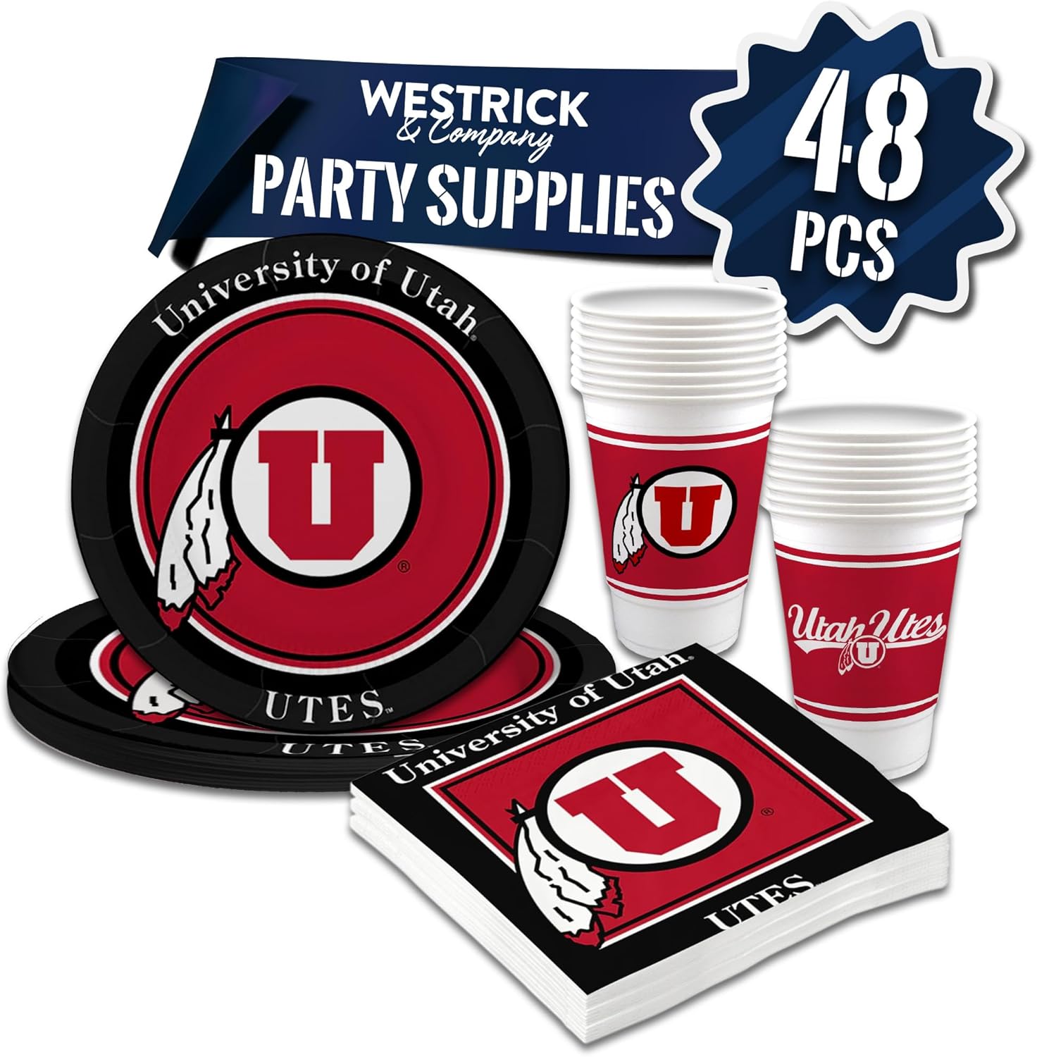 Utah Utes Party Supplies Set for 16 Guests by Westrick