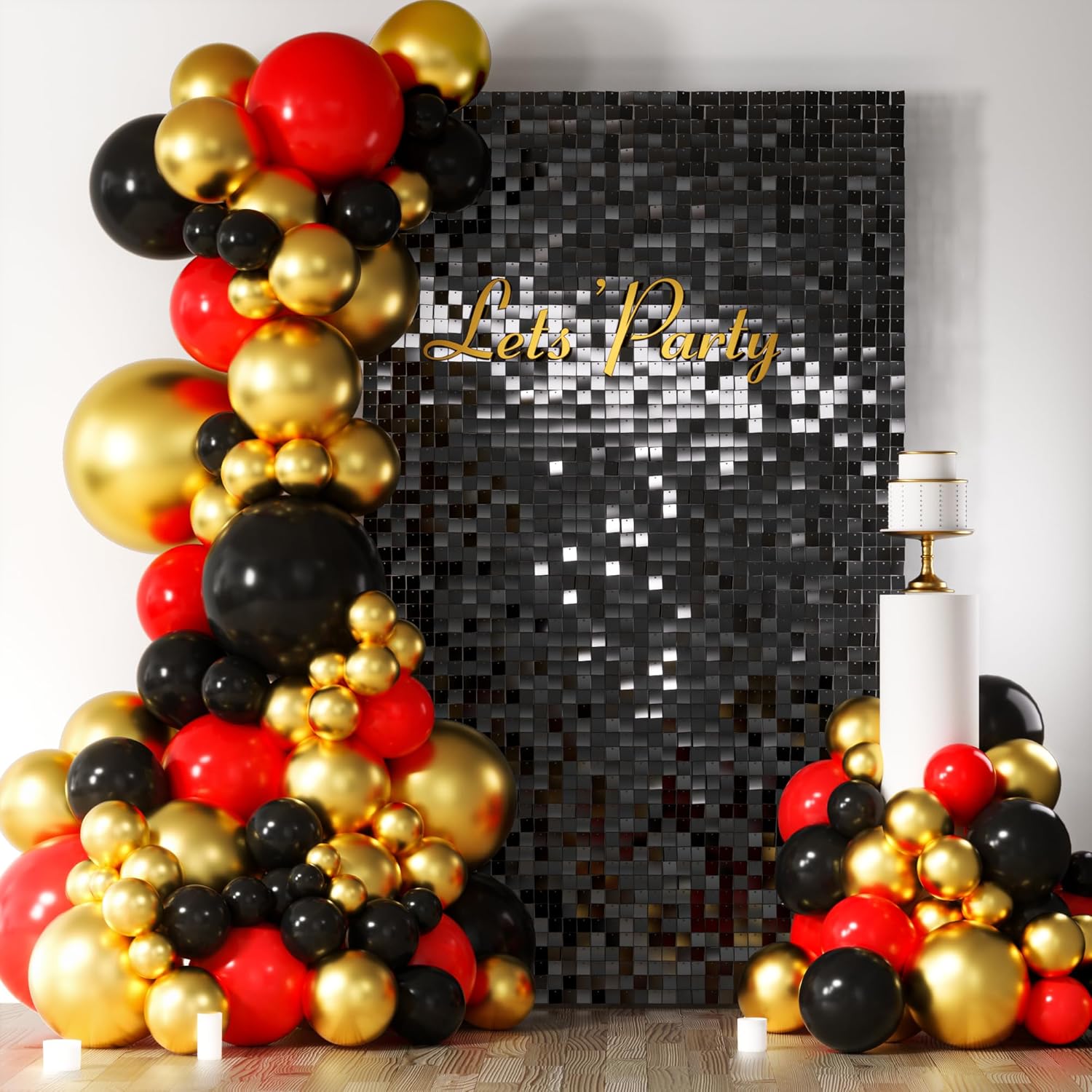 COKAOBE Black Shimmer Wall Backdrop for Stunning Events