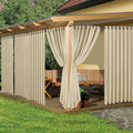 Extra Wide Outdoor Curtains 6 Panels Cream - Waterproof Patio Privacy