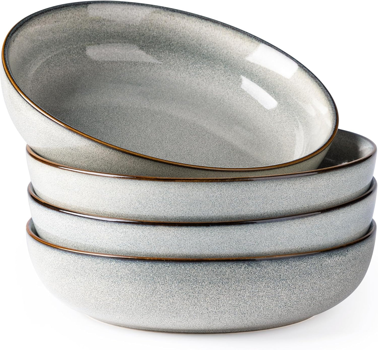 GBHOME 9ft' Large Ceramic Pasta Bowls Set of 4 for Kitchen