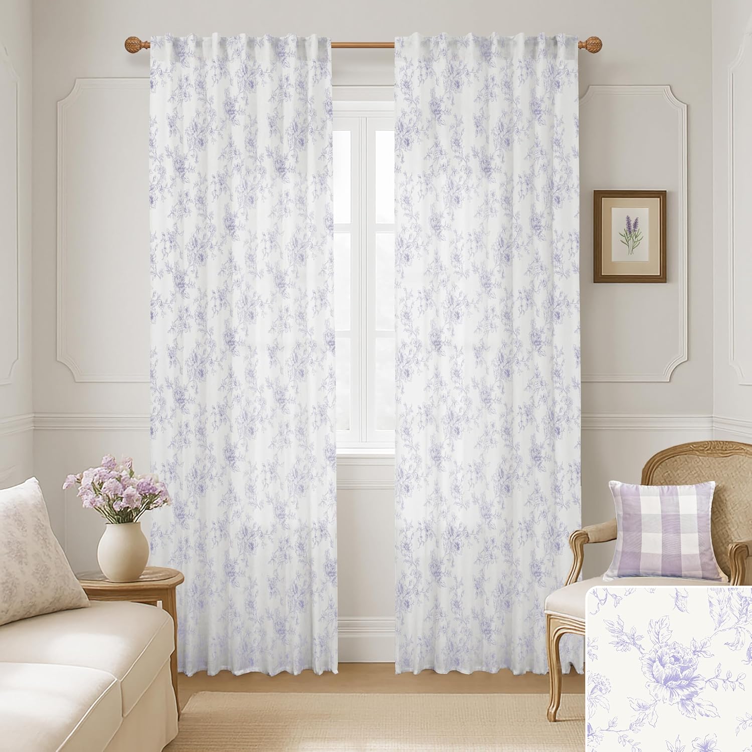 Lavender Purple Floral Curtains for Bedroom and Living Room