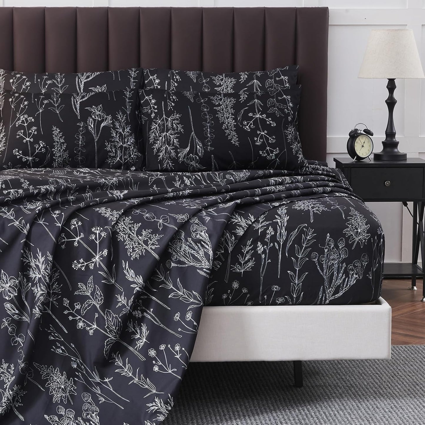 HYPREST 6 Piece Queen Bed Sheets Set with Floral Design
