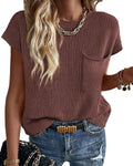 KIRUNDO Short Sleeve Cotton Sweater Vest - Versatile Fall Staple Shoes