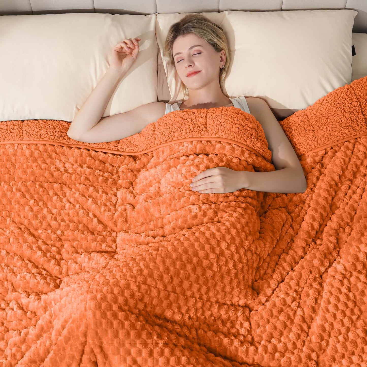 Super Fuzzy Soft Luxury Fleece Sherpa Weighted Blanket 15 lbs