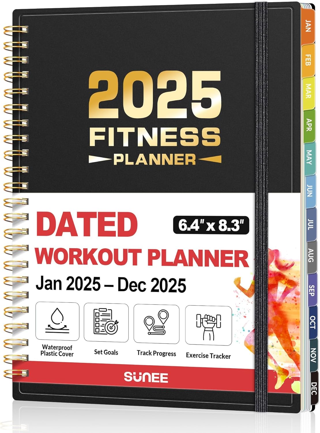 2025 Fitness Journal for Goals & Tracking, 6.4 x 8.3, PVC Cover