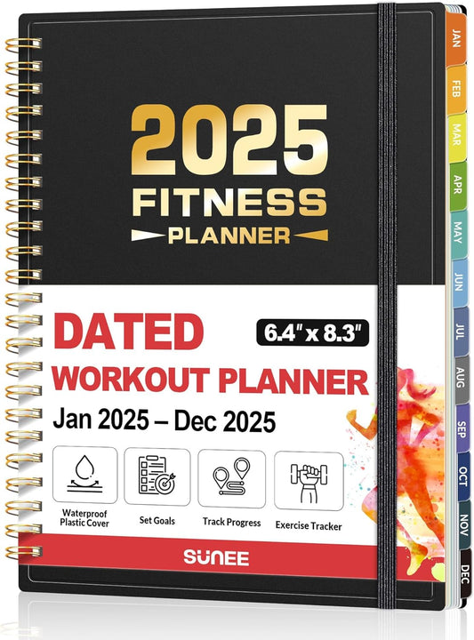 2025 Fitness Journal for Goals & Tracking, 6.4 x 8.3, PVC Cover