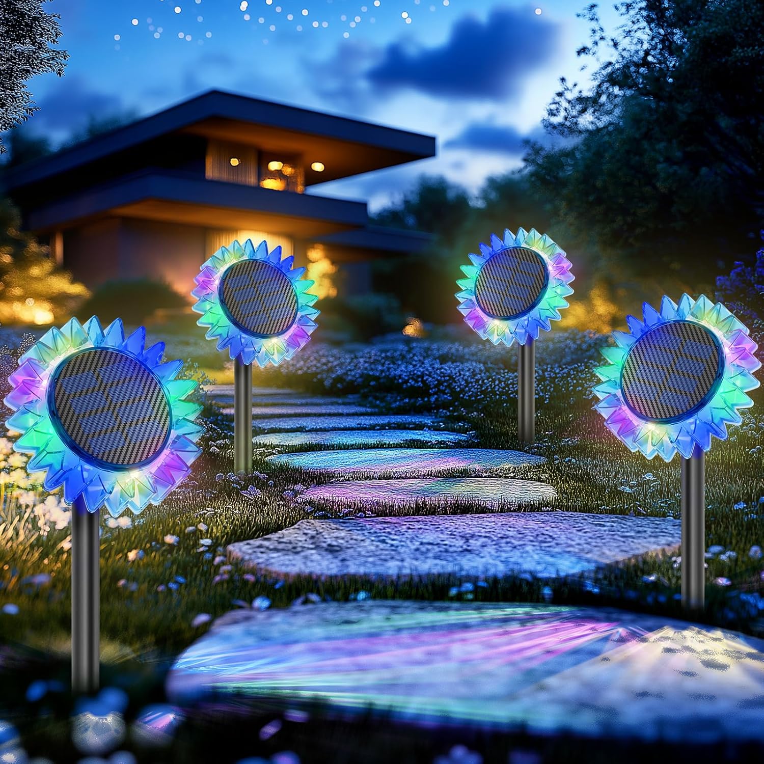 Solar Garden Lights - Upgraded Sunflower Light for Outdoors