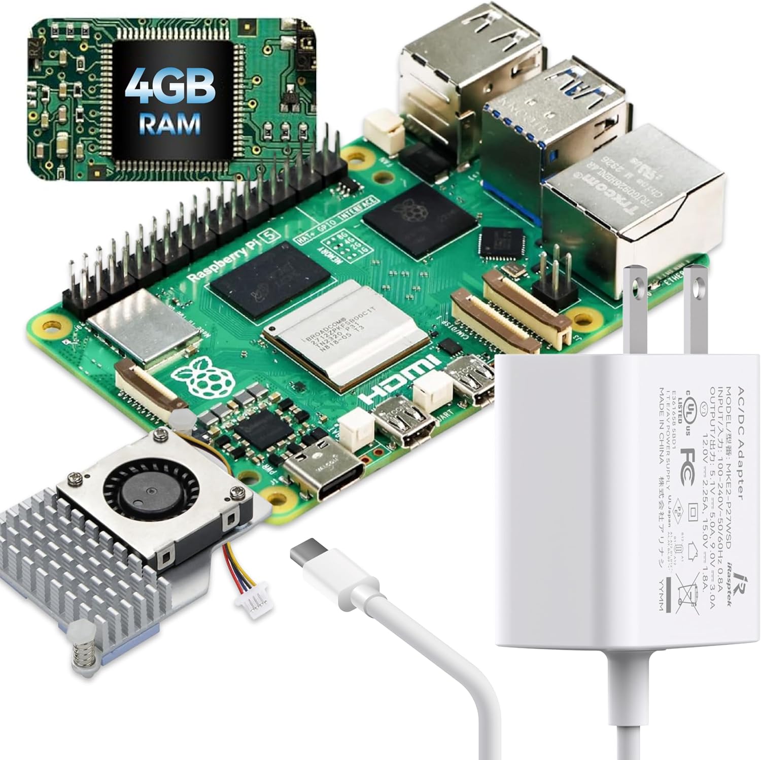 Raspberry Pi 5 Basic Starter Kit with Power Supply and Cooler