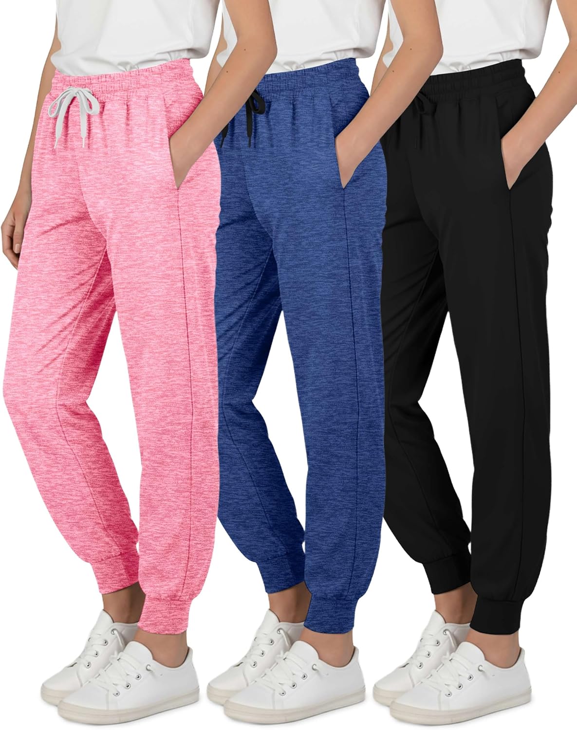 Girls' Dry-Fit Jogger Sweatpants for Active Kids - 3 Pack