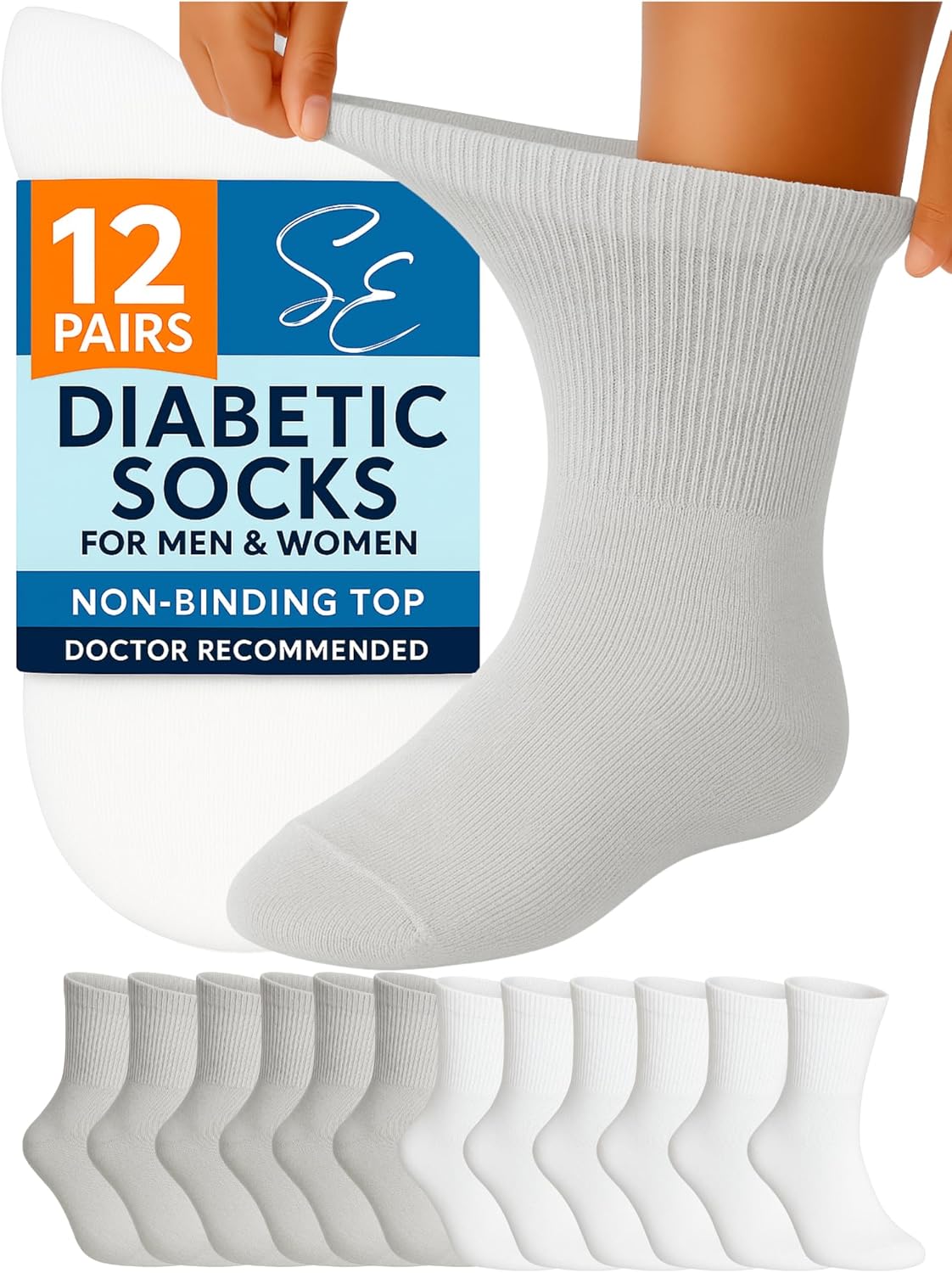 Special Essentials Diabetic Socks for Men & Women - 12 Pairs