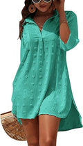 Womens Chiffon Swimsuit Coverup White Beach Dress - Lightweight