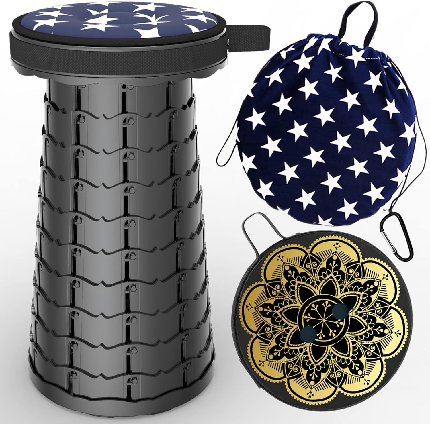 ALEVMOOM Telescoping Stool: Portable with Cushion