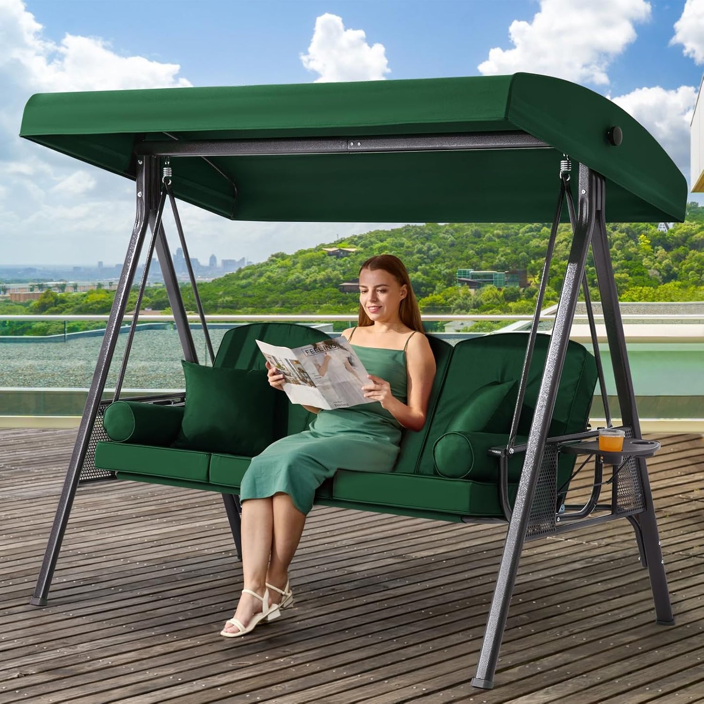 3 in 1 Outdoor Porch Swing with Canopy for Ultimate Comfort