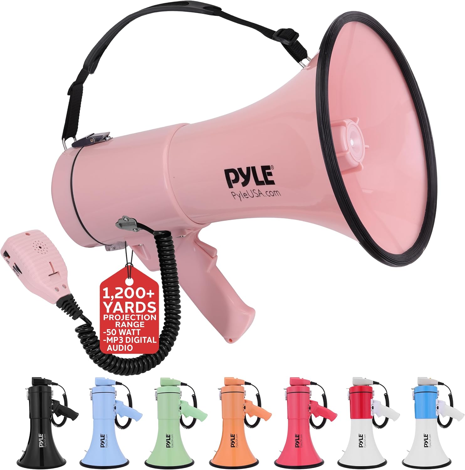 Pyle 50W Megaphone Bullhorn with Siren and Adjustable Volume