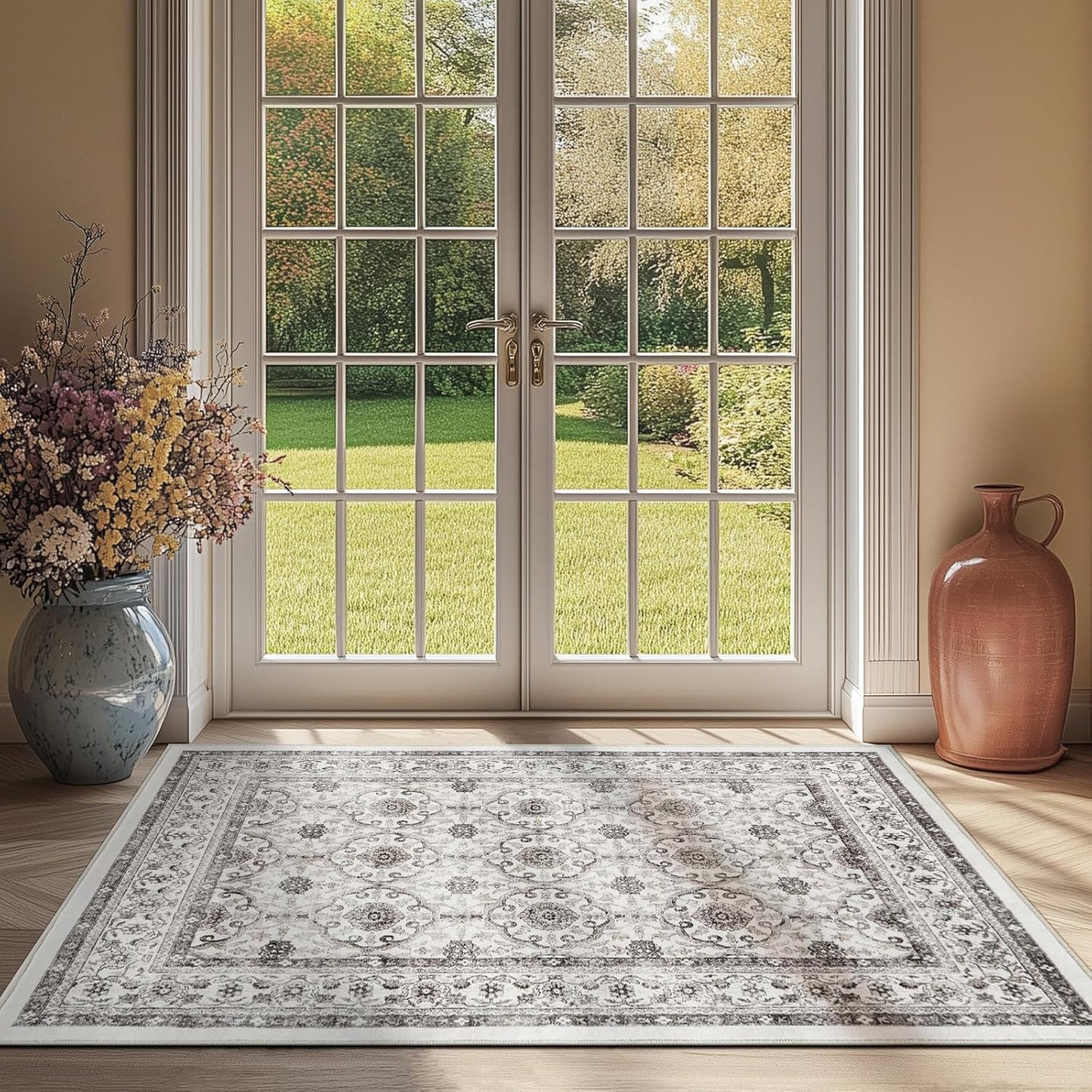 jinchan Floral 3x5 Area Rugs for Entryway - Vintage Boho Design