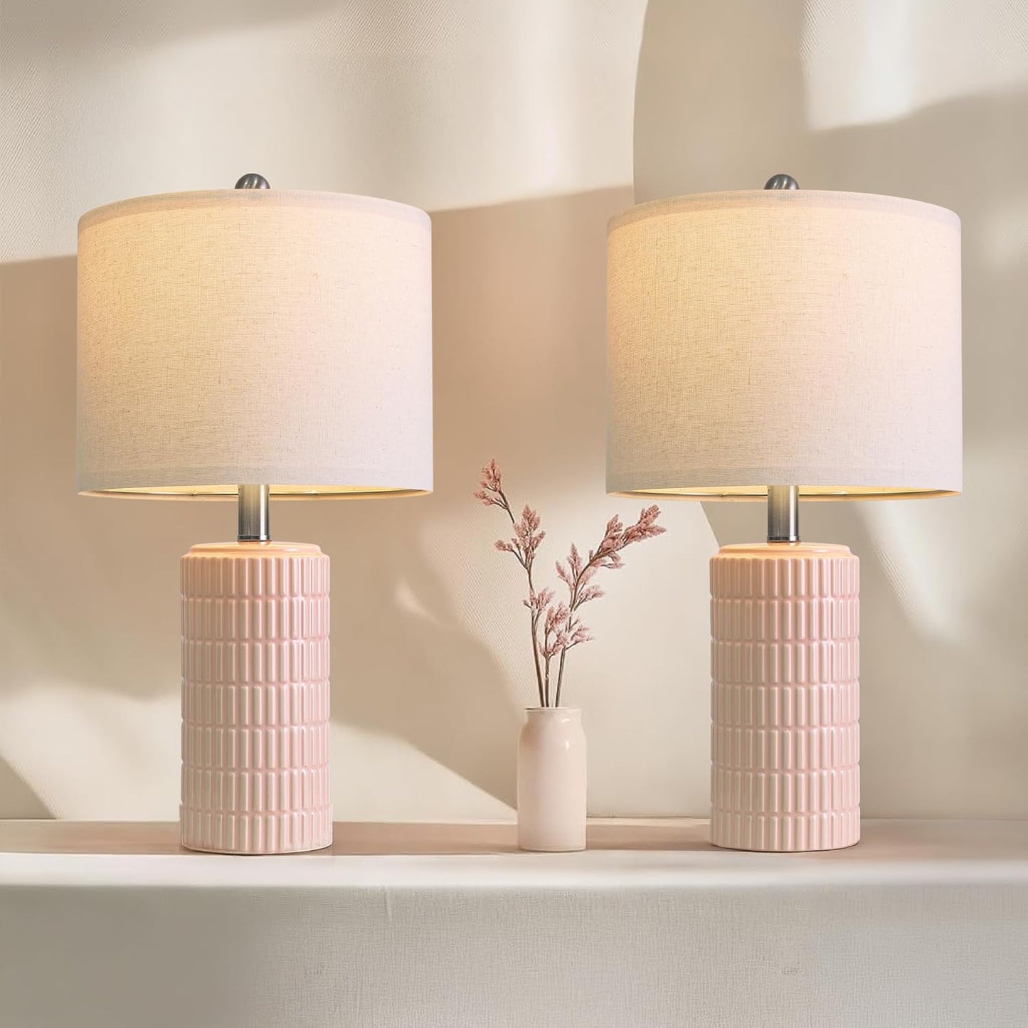 Charming Pink Ceramic Table Lamps Set of 2 for Modern Decor