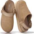 Genuine Suede Clogs for Women - Memory Foam Platform Comfort
